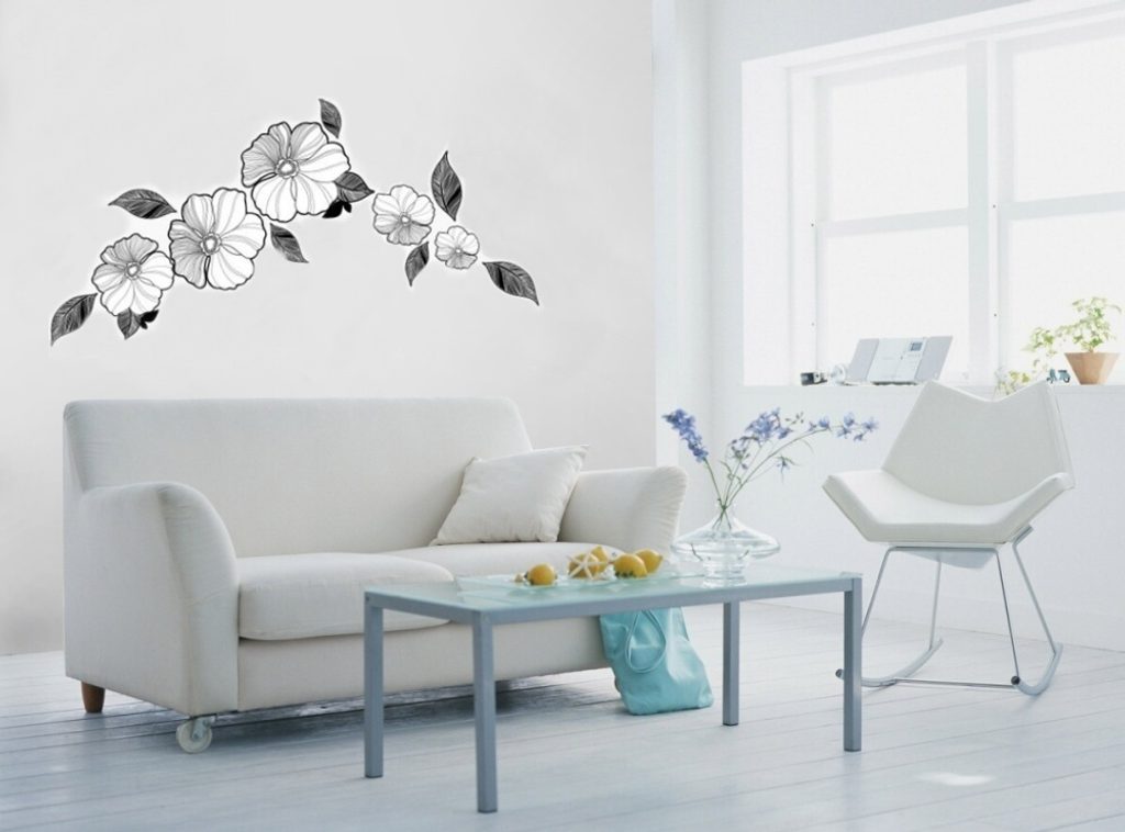 Ukrasne naljepnice za zid elegantno crno-bijele cvijeće | Dovido.hr