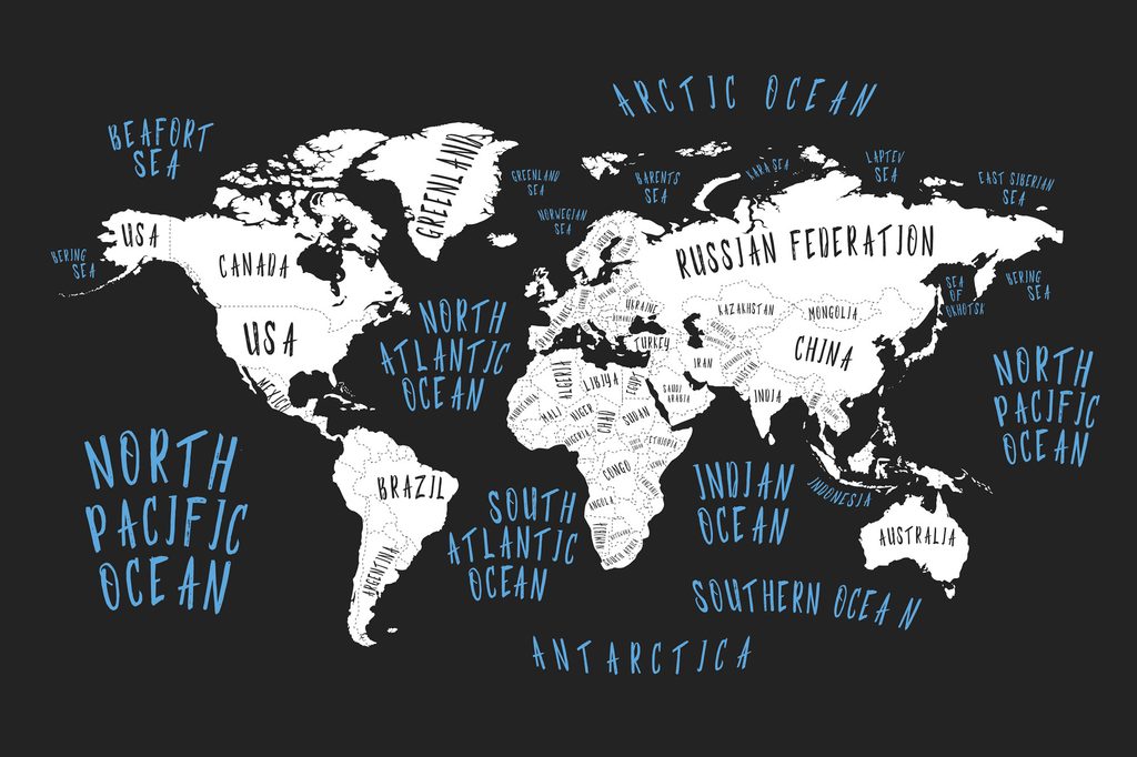 Quadri Moderni Soggiorno mappa mondo moderno Quadro su Tela