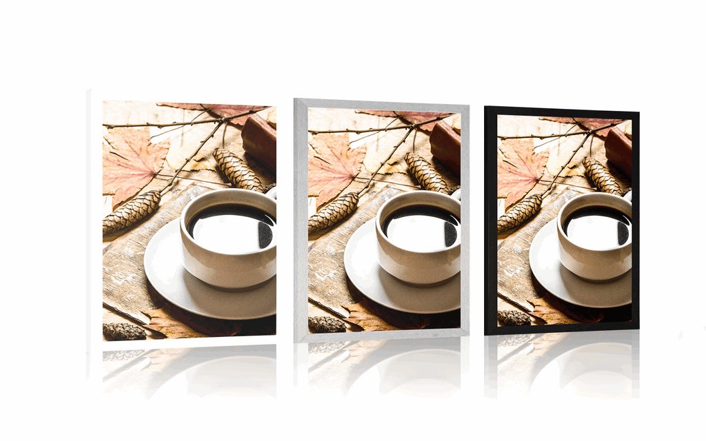 Poster Tasse Kaffee im Herbst-Touch