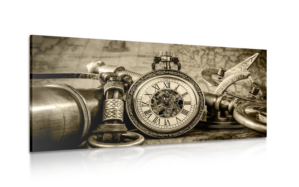 Ρολόι με εικόνα από το παρελθόν σε σχέδιο σέπια | Dovido.gr