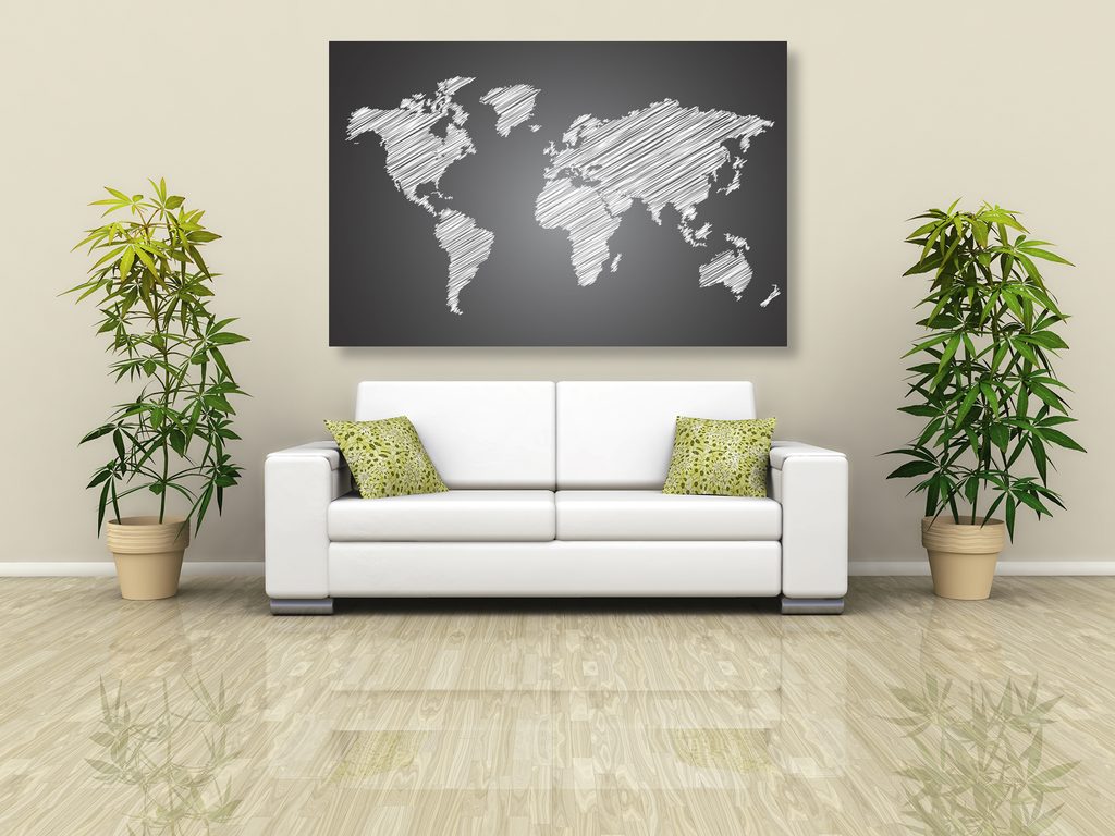 Carte du monde en liège blanc