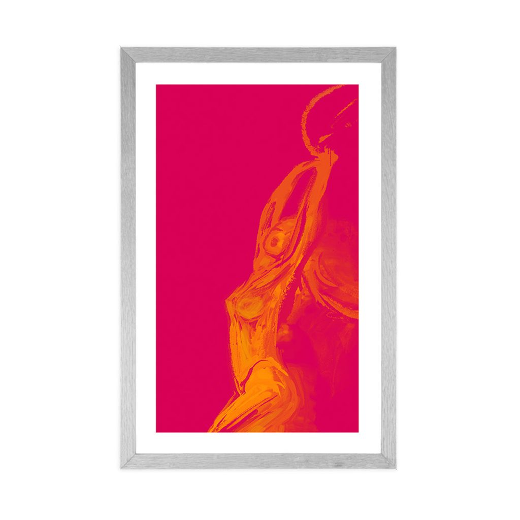 Plakat s paspartujem žareča ženska silhueta | Dovido.si