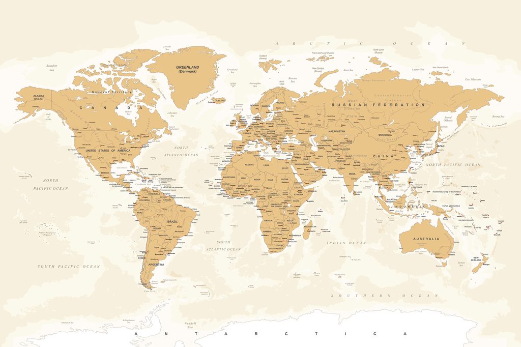 Tablou pe plută harta lumii cu atingere vintage | Dovido.ro