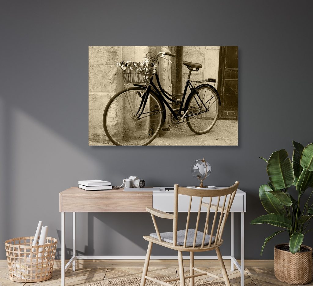 Tablou bicicletă rustică în design sepia | Dovido.ro