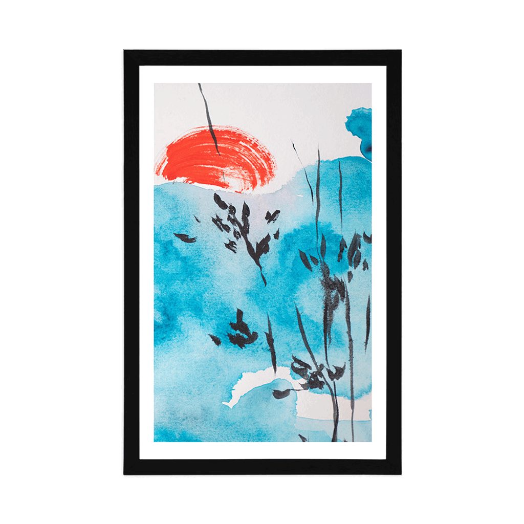 Poster mit Passepartout Gemälde des japanischen Himmels | Dovido.de