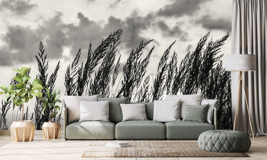 Fototapet iarbă în design alb-negru | Dovido.ro
