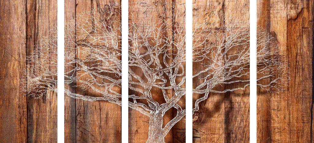 5 részes kép fa egy fából készült háttéren | Dovido.hu