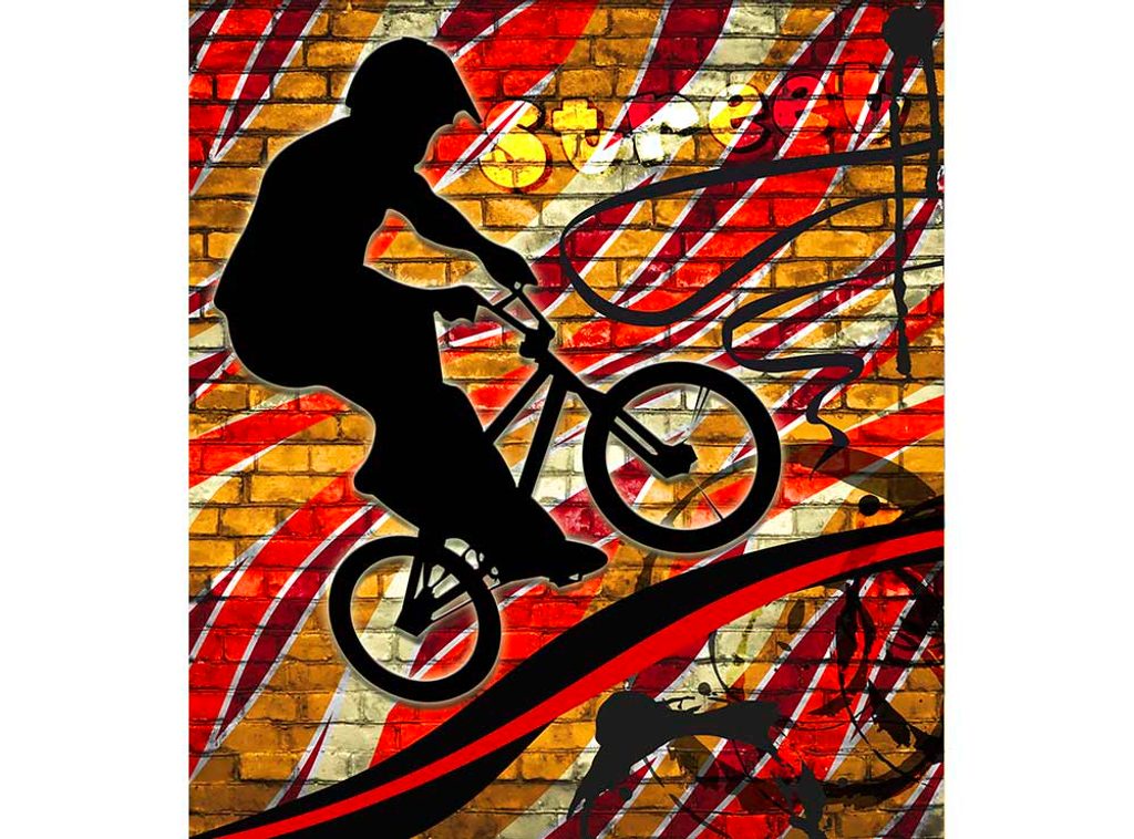 Fototapet bicicletă într-un mediu roșu | Dovido.ro
