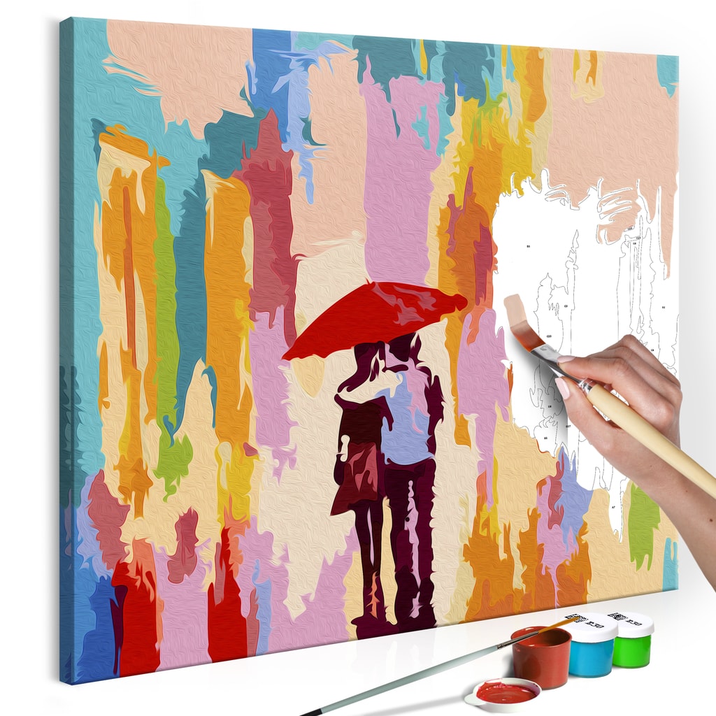 Obraz malování podle čísel dvojice pod deštníkem - Couple Under An Umbrella  | Dovido.cz