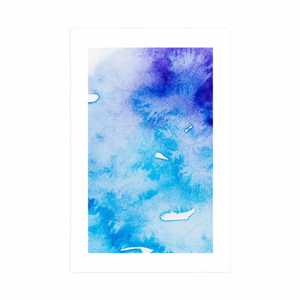 Poster mit Passepartout Blau-lila abstrakte Kunst | Dovido.de
