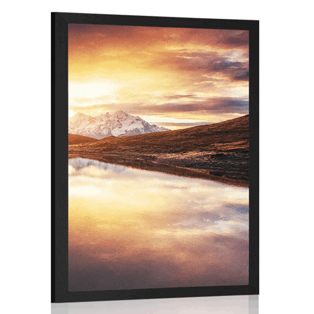 den Sonnenuntergang in Poster Herrlicher Bergen