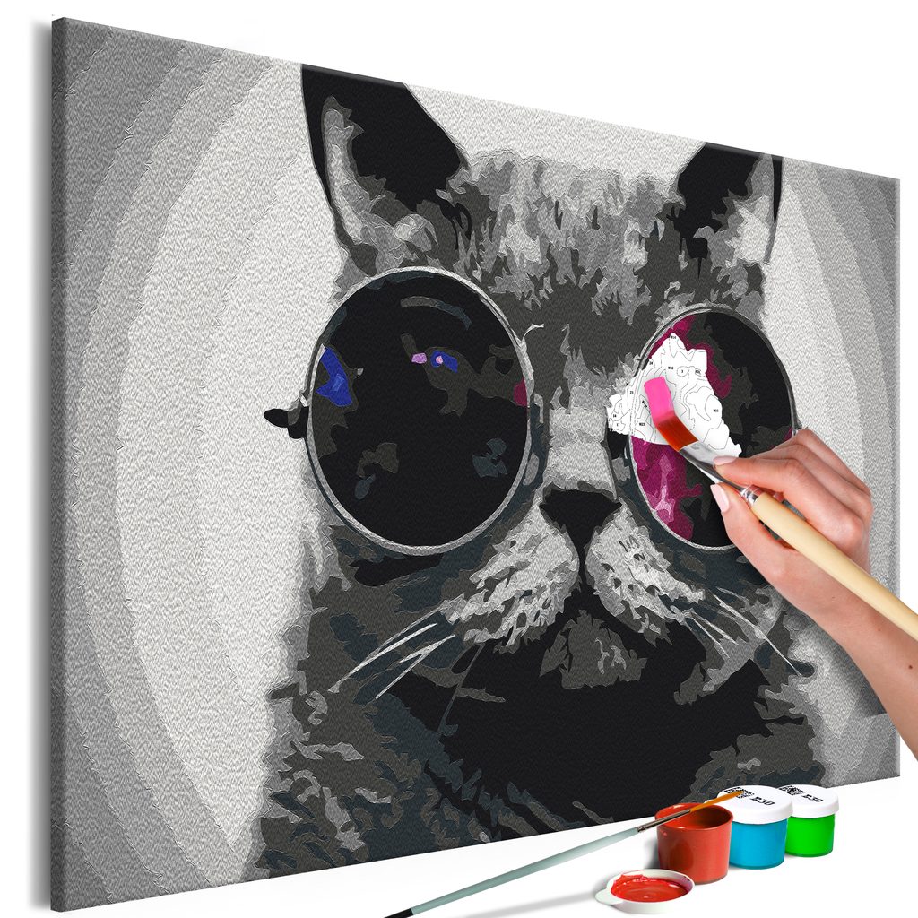 Ζωγραφική με αριθμούς Γάτα με γυαλιά | Dovido.gr