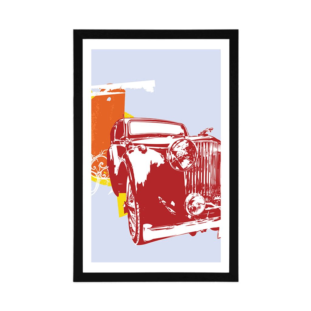 Poster mit Passepartout Retro-Auto mit Abstraktion