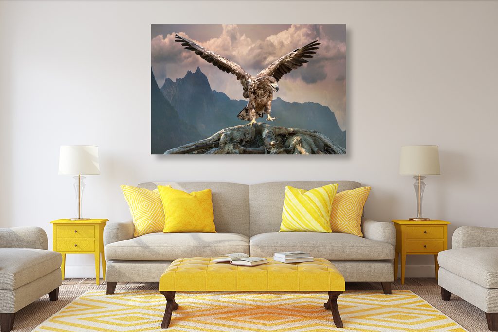 Stampa Su Tela Quadro Con Aquila Subacquea – 40x30 Cm – Tela Artistica Con Cornice In Legno Di Pino