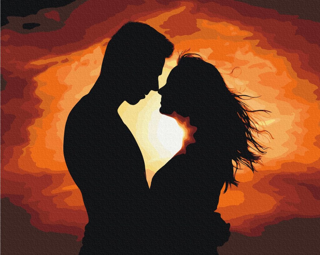 Bild Malen nach Zahlen Silhouette der Liebe Dovido.de