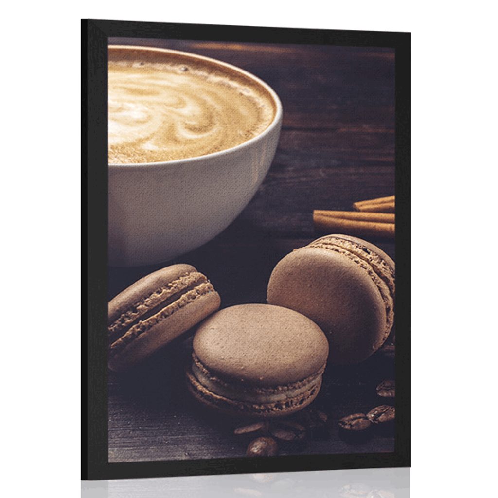 Schokoladenmakronen Poster mit Kaffee