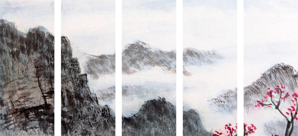 Εικόνα 5 μερών παραδοσιακή κινεζική ζωγραφική τοπίων | Dovido.gr