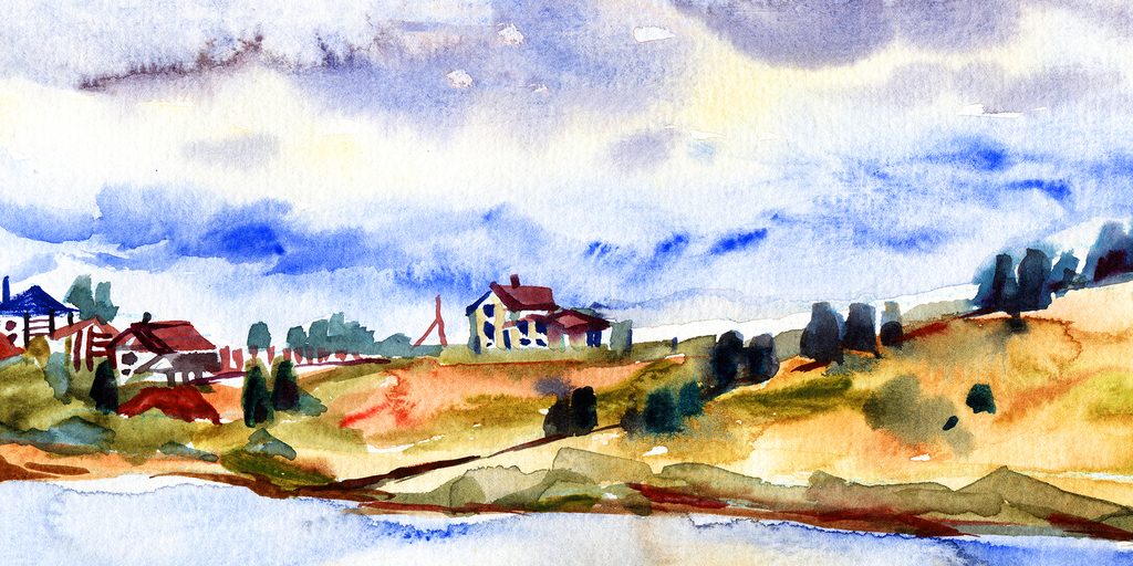 Obraz akvarelová dedinka | Dovido.sk