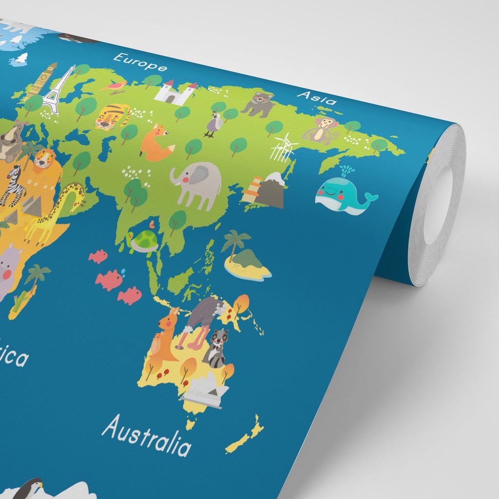 Ταπετσαρία παγκόσμιος χάρτης για παιδιά | Dovido.gr