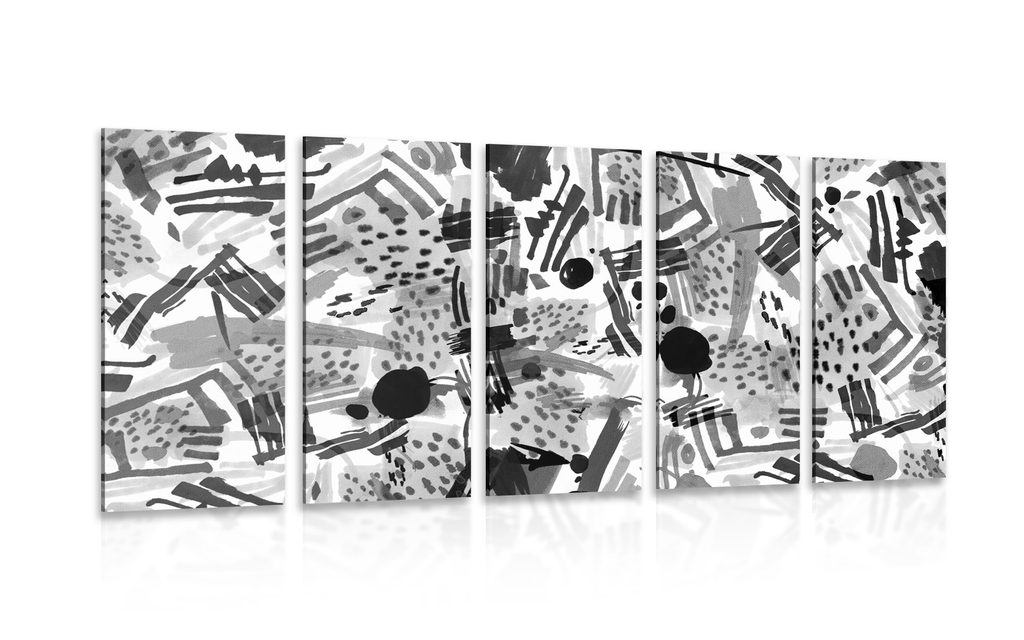 5-dielny obraz čiernobiela pop art abstrakcia | Dovido.sk