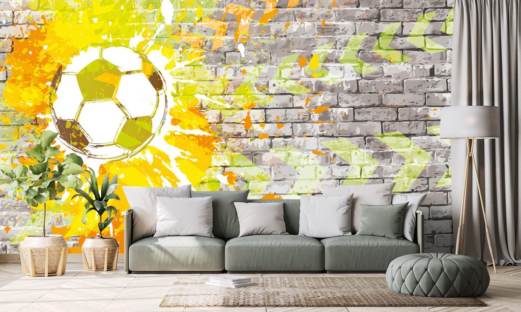 Tapet minge de fotbal pe zid de cărămidă | Dovido.ro