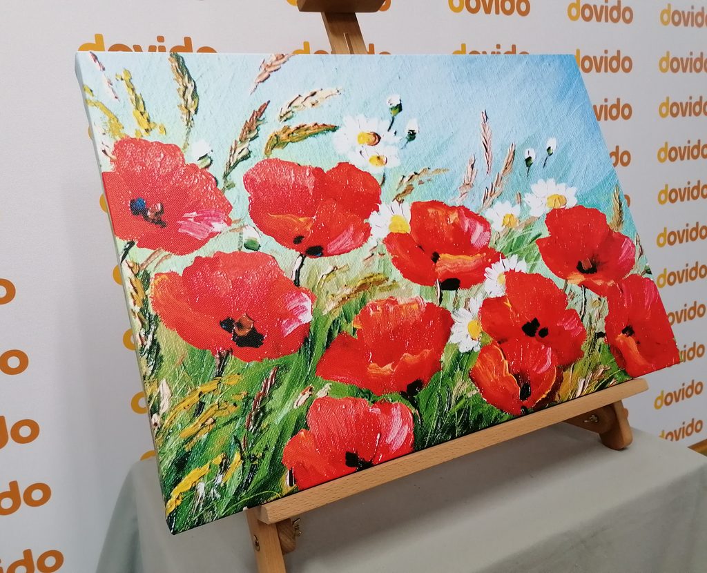CAMPO DI PAPAVERI - Olio su tela - oil on canvas -grandi dimensioni cm. 120  x 60