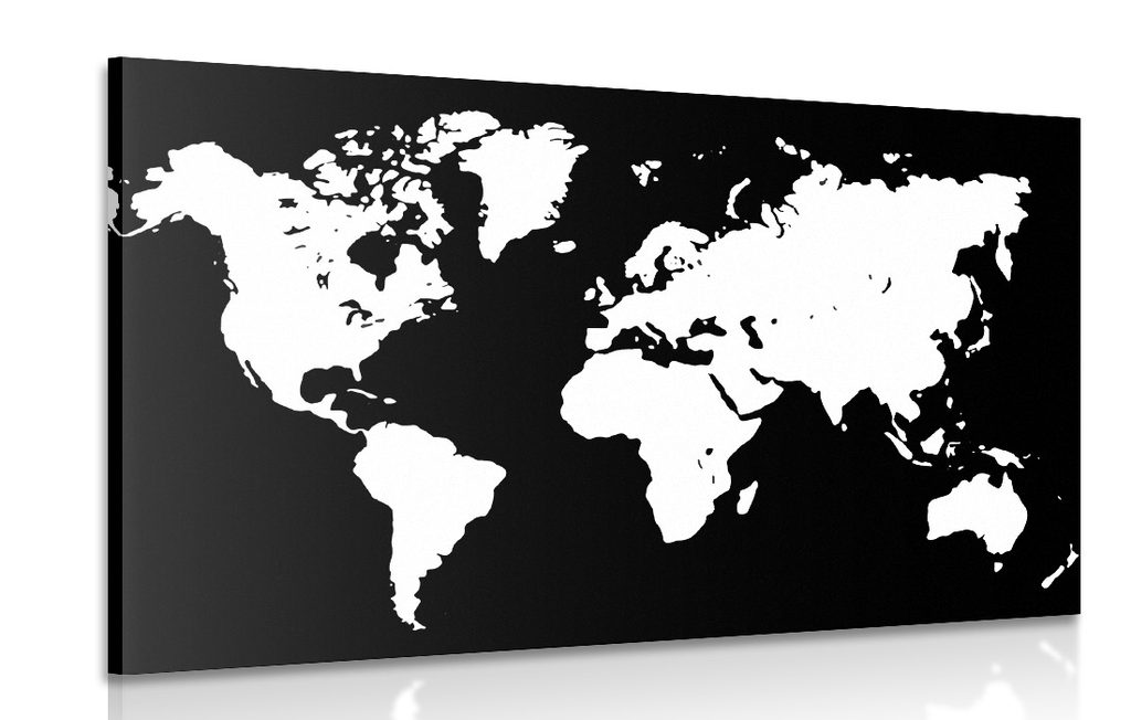 Wandbild Weiße Weltkarte auf schwarzem Hintergrund | Dovido.de
