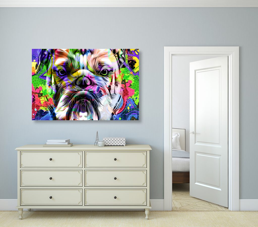 Quadro bulldog in stile pop art