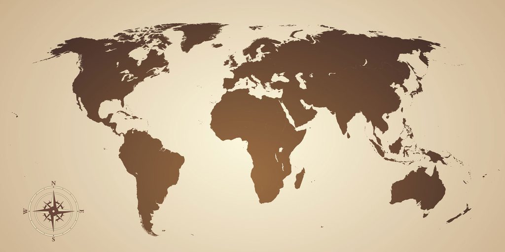 Obraz mapa světa v odstínech hnědé | Dovido.cz
