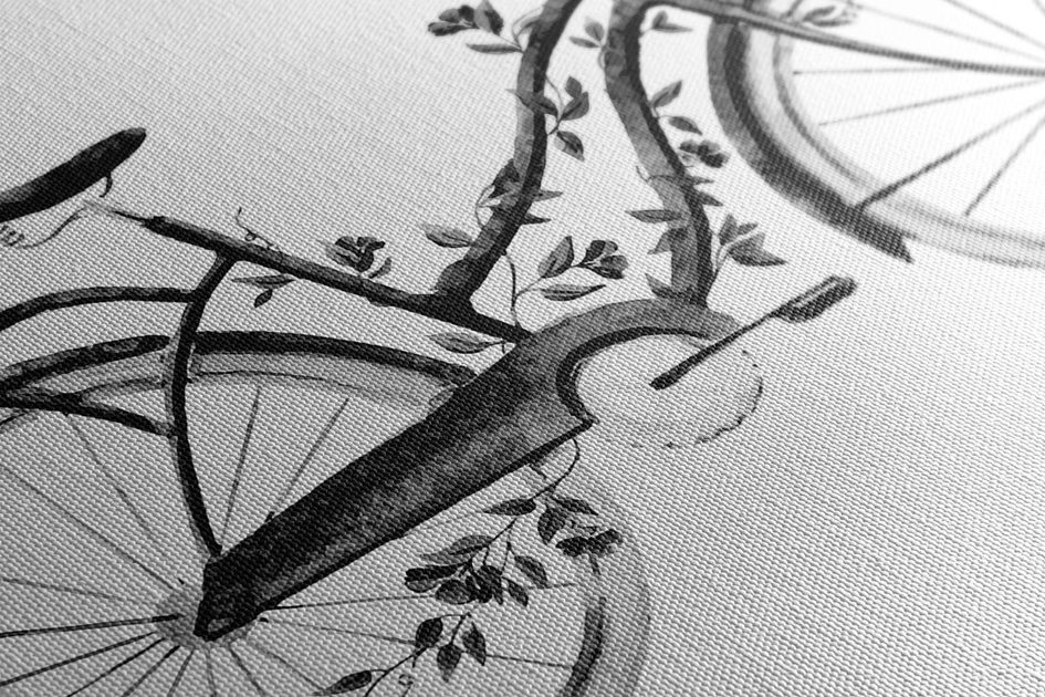 Ασπρόμαυρη απεικόνιση ενός ρετρό ποδηλάτου | Dovido.gr