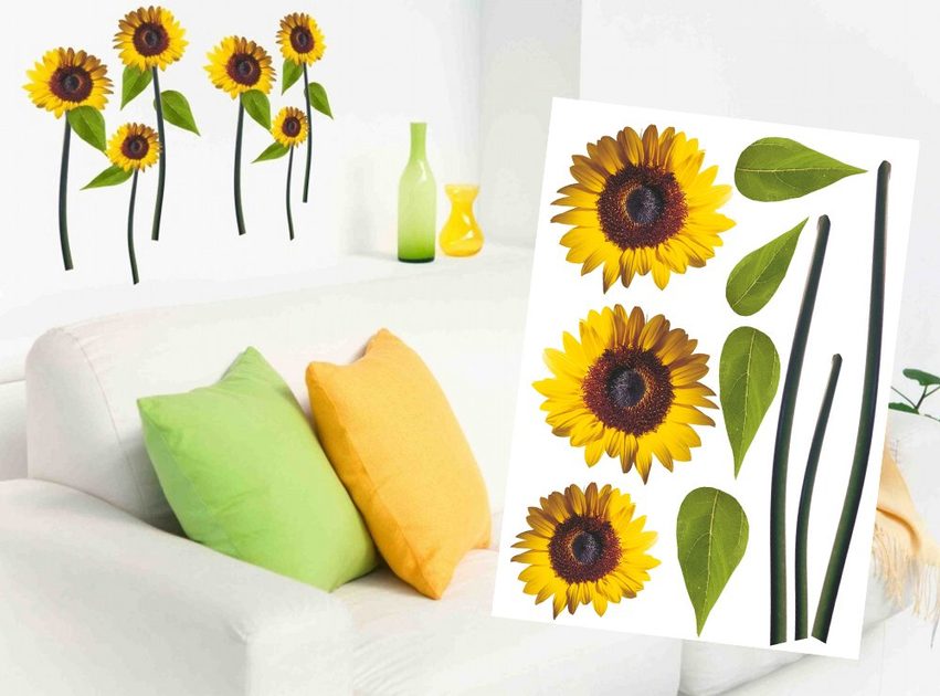 Autocolante decorative pe perete floarea-soarelui | Dovido.ro