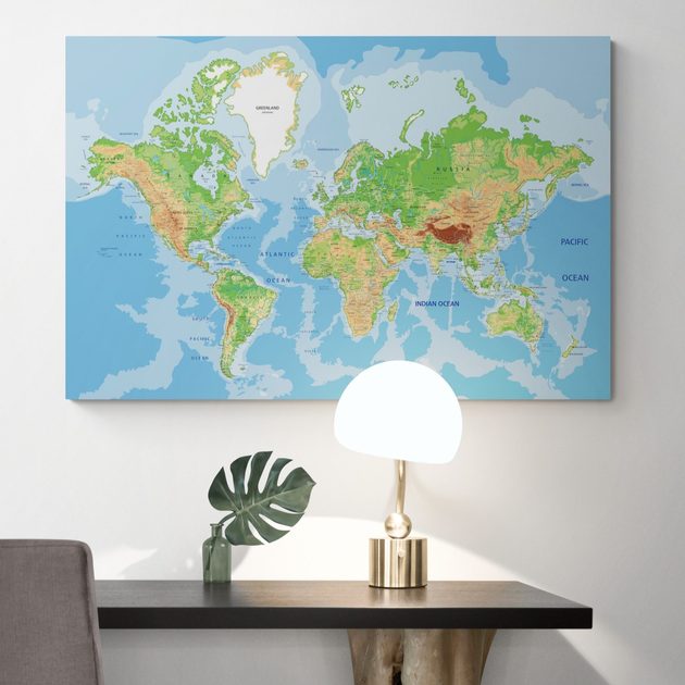 ▷ Tableau en liège - Carte du Monde en 3 parties