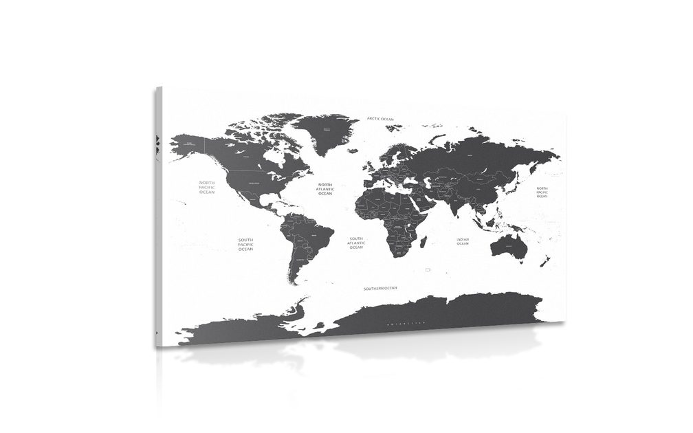 Quadro mappamondo con i singoli stati in grigio