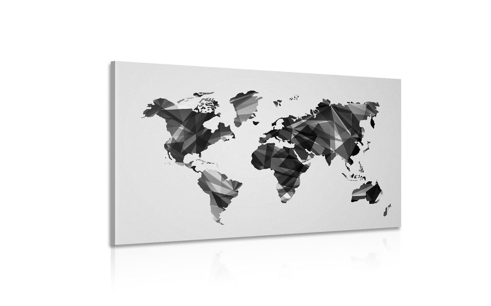 Obraz Mapa świata W Grafice Wektorowej Projekt W Wersji Czarno Białej