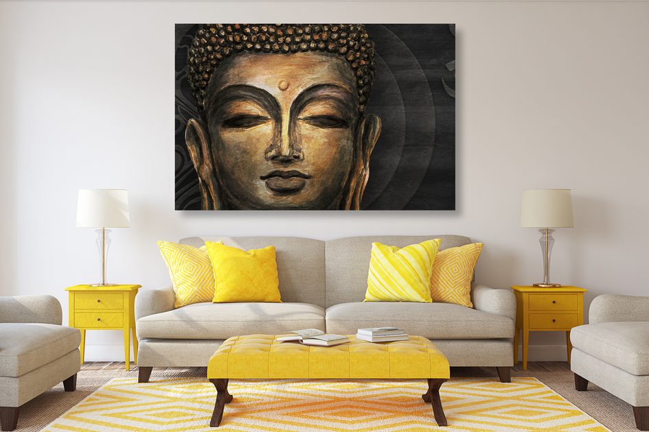 Quadro Viso Buddha Dorato Declinato < # Quadri Canvas (Dipinti a Mano) <  Quadri-Decorazioni in Metallo-Specchi < Complementi d'Arredo < Il Mercante  dei Sogni