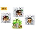 CANVAS PRINT SET JUNGLE FULL OF ANIMALS - SET OF PICTURES - PICTURES