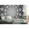 SELF ADHESIVE WALLPAPER ORNAMENTAL MANDALA WITH A LACE IN BLACK AND WHITE - SELF-ADHESIVE WALLPAPERS - WALLPAPERS