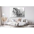 CANVAS PRINT WATERCOLOR FEMALE PORTRAIT IN BLACK AND WHITE - BLACK AND WHITE PICTURES - PICTURES