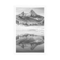 POSTER SNOWY LANDSCAPE IN THE ALPS IN BLACK AND WHITE - BLACK AND WHITE - POSTERS