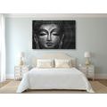 CANVAS PRINT BUDDHA FACE IN BLACK AND WHITE - BLACK AND WHITE PICTURES - PICTURES