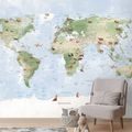 FOTOTAPETA SVĚTOVÁ MAPA SE ZVÍŘATY - DĚTSKÉ TAPETY - TAPETY
