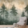 TAPET AUTOADEZIV ORIZONT DE PĂDURE ÎN CEAȚĂ - TAPET PĂDURE - TAPETURI