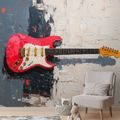 FOTOTAPETE ROTE E-GITARRE AUF ABSTRAKTEM HINTERGRUND - MUSIK FOTOTAPETEN - TAPETEN
