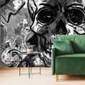 SELF ADHESIVE WALLPAPER SKULL IN BLACK AND WHITE - SELF-ADHESIVE WALLPAPERS - WALLPAPERS