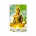 POSTER GOLDEN BUDDHA ON A LOTUS FLOWER - FENG SHUI - POSTERS