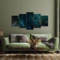 TABLEAU EN 5 PARTIES – NÉBULEUSE NOCTURNE DORÉE - IMAGES DE GALAXIE - TABLEAUX