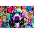 SELF ADHESIVE WALLPAPER COLORFUL ILLUSTRATION OF A DOG - SELF-ADHESIVE WALLPAPERS - WALLPAPERS