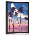 AFFICHE COUCHER DE SOLEIL SUR LES PALMIERS TROPICAUX - NATURE - AFFICHES