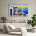 TABLEAU SUR TOILE – CÔTE GRECQUE AU COUCHER DU SOLEIL - TABLEAUX LEVER ET COUCHER DE SOLEIL - TABLEAUX