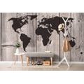 SELF ADHESIVE WALLPAPER MAP ON A WOODEN BACKGROUND - SELF-ADHESIVE WALLPAPERS - WALLPAPERS